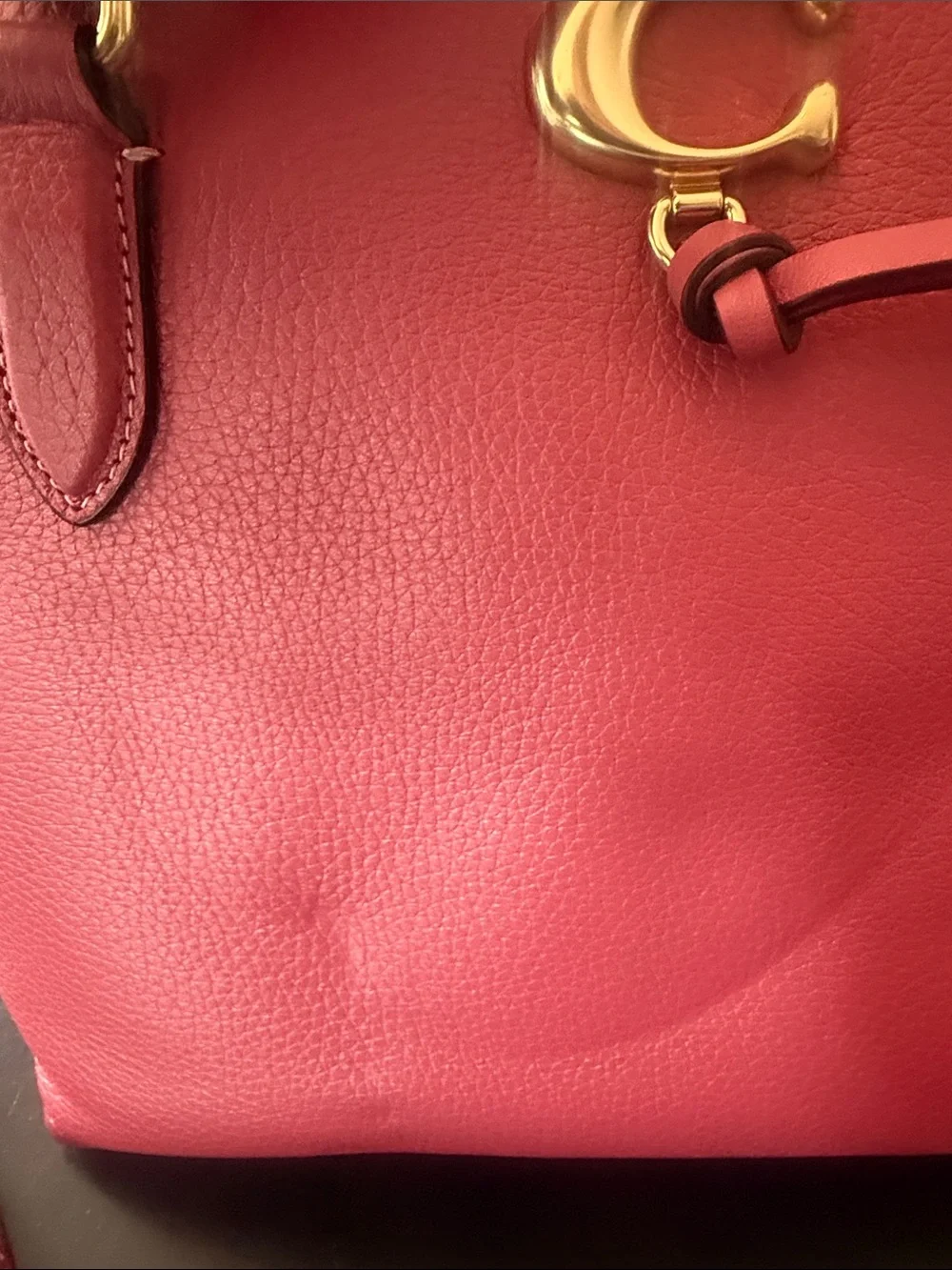 NWT Coach Pink Pebbled Leather Crossbody Satchel with Gold Hardware